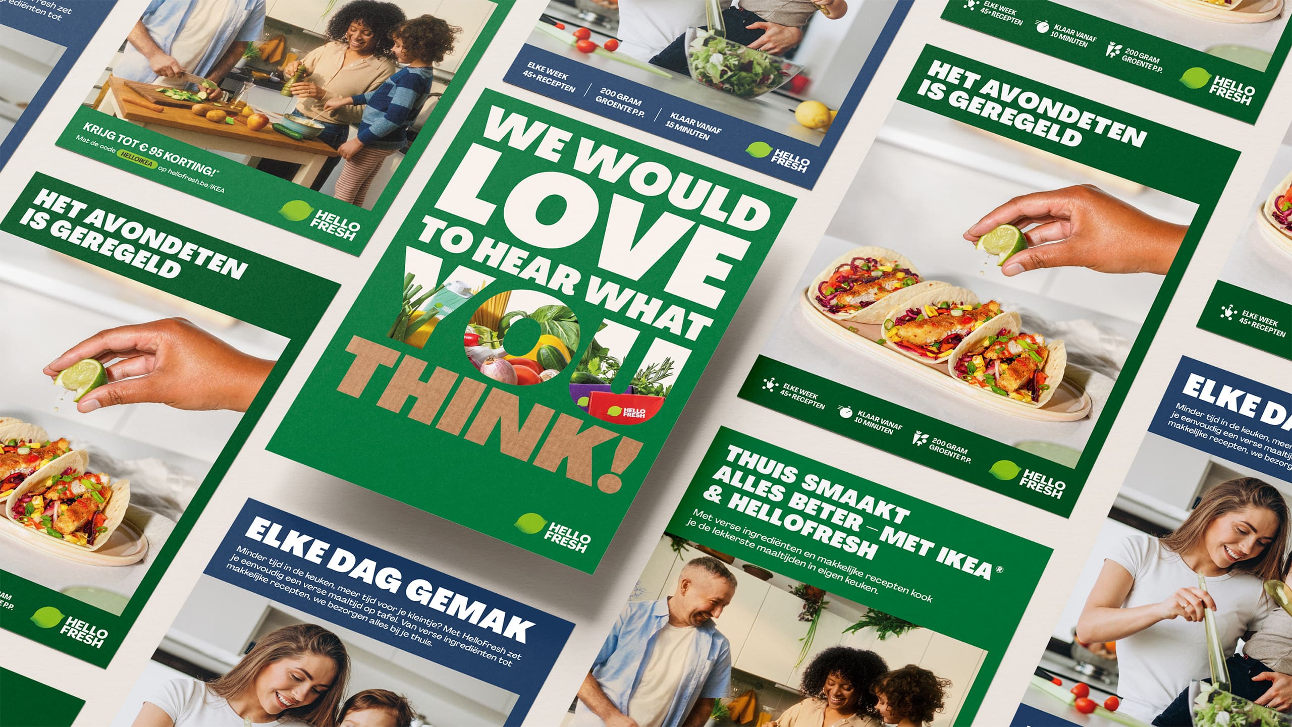 nf-hf-flyer-design-compilation-hero a flat lay of several HelloFresh Flyer Designs