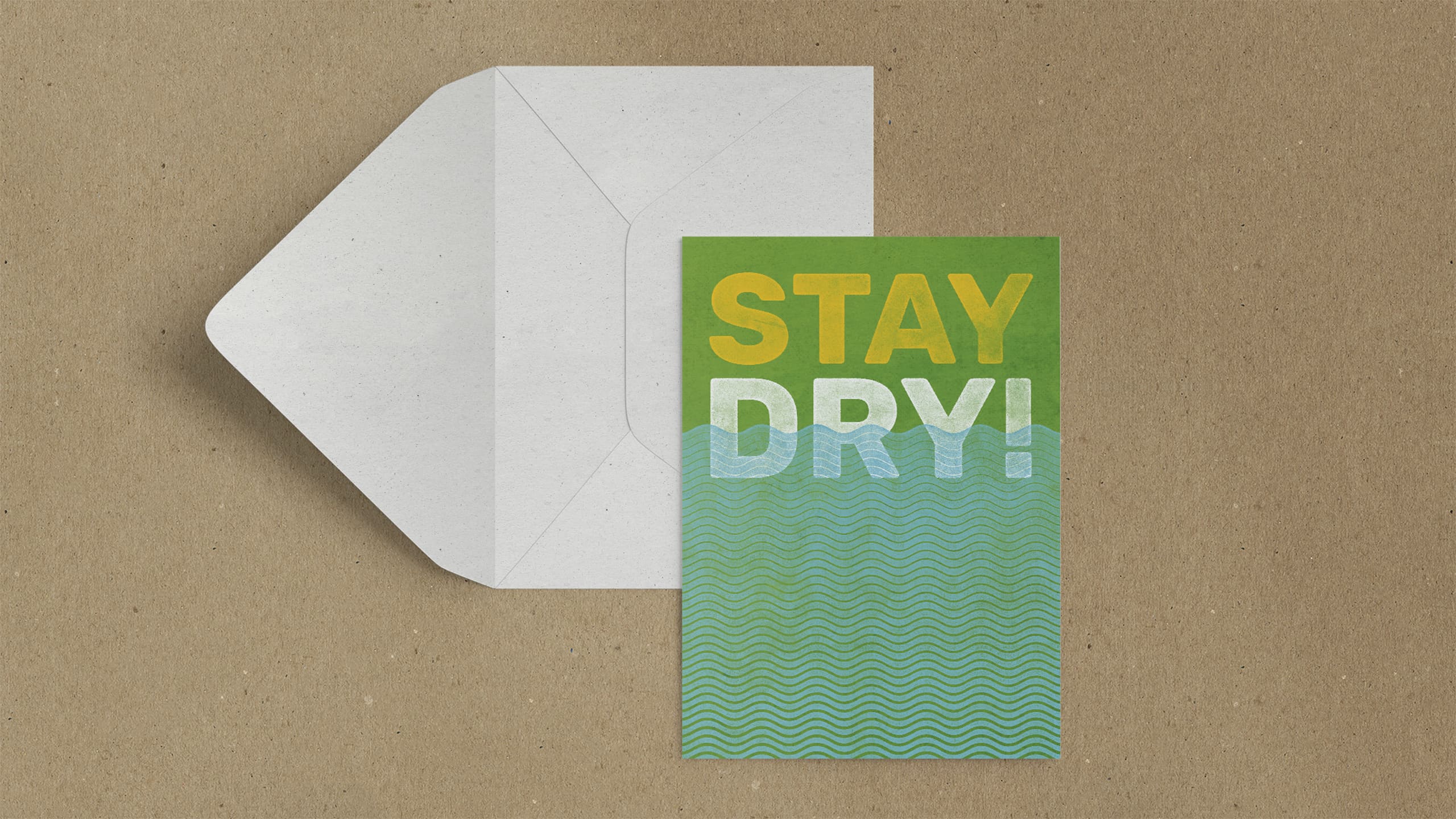 greeting card design and envelope on sustainable paper